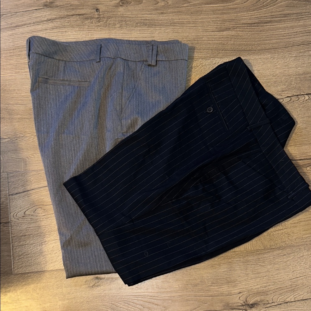 2 Pairs of New York & Company Pinstriped Dress Pants. Gray and Navy